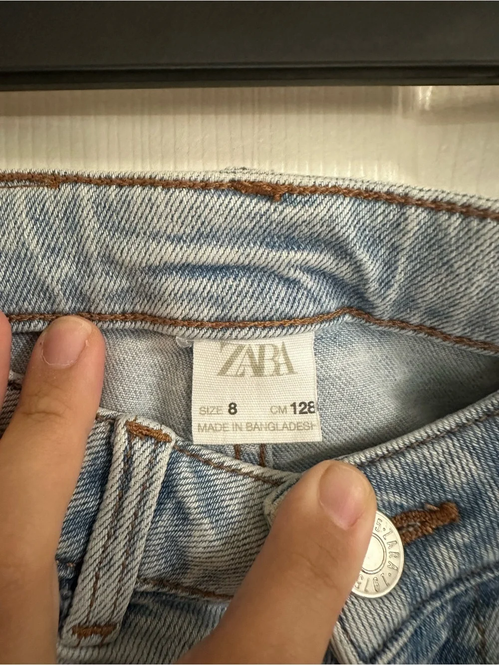 Zara Boys Size 8 Straight Distressed Denim Shorts Light Blue